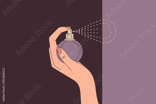 Woman's hand spraying perfume with elegant gesture