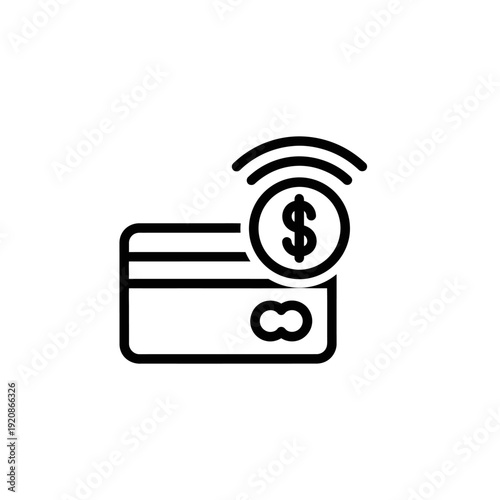 Digital Payment Concept Illustration with Credit Card and Wireless Signal