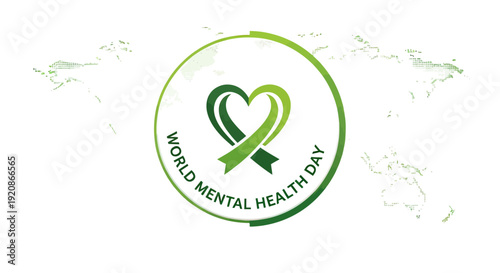World Mental Health Day Green Ribbon Logo.