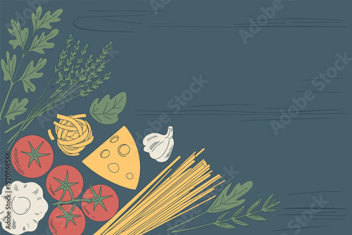 Delicious Italian ingredients for homemade pasta dish