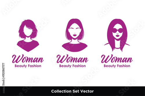 Fashionable Woman Face Profiles and Beauty Salon Logos