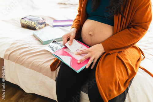 Mother looking at her family memories