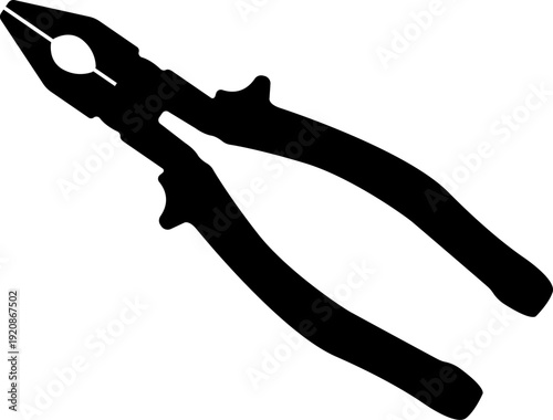 Black Pliers Tool Isolated on White Background – Hand Tool Silhouette