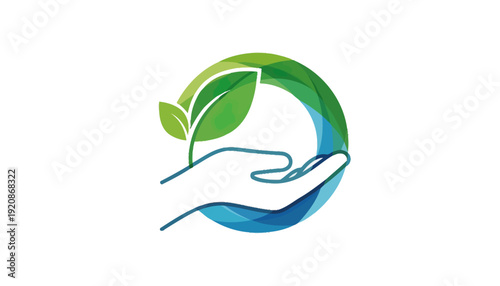 Hand holding leaves in circular shape.