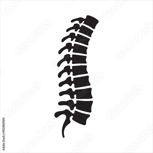 Human spine silhouette icon isolated silhouette illustration. Human Spine Silhouette Icon, Vertebral Column vector Illustration