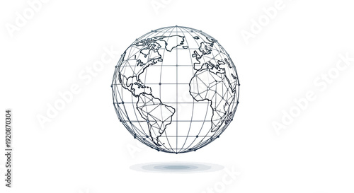 Wireframe Globe: Global Network Connection Concept