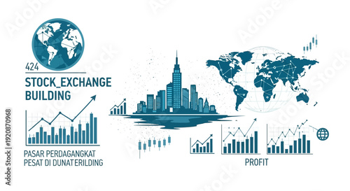 Stock exchange building concept global market growth and financial data