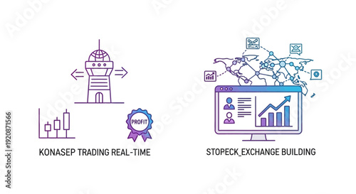 Stock market trading and data analytics conceptual illustrations
