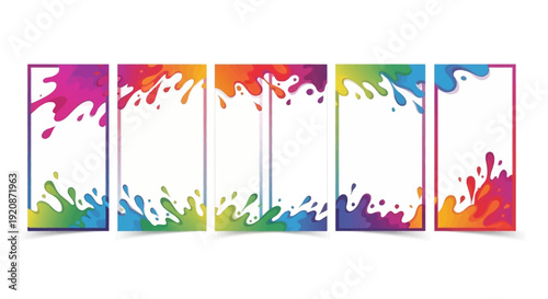 Colorful Holi festival social media post templates with editable vector illustrations and vibrant background designs for business and sale promotions.