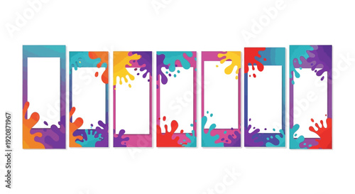 Colorful Holi festival social media template with editable vector illustration, featuring a vibrant banner design on a white background, perfect for business promotions and sales.