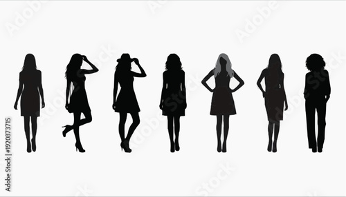 silhouettes of people Female Silhouettes Vector Collection – Women Figure Shadow Shapes Set