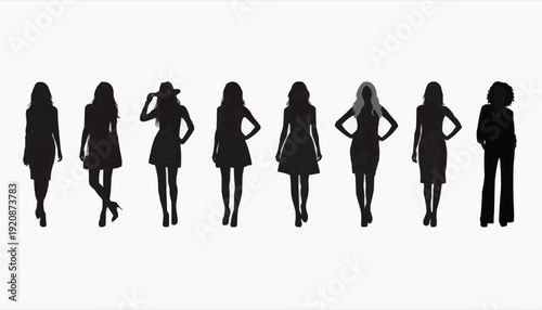 silhouettes of people Female Silhouettes Vector Collection – Women Figure Shadow Shapes Set