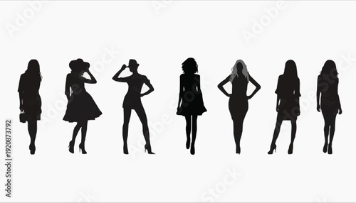 silhouettes of girls Female Silhouettes Vector Collection – Women Figure Shadow Shapes Set
