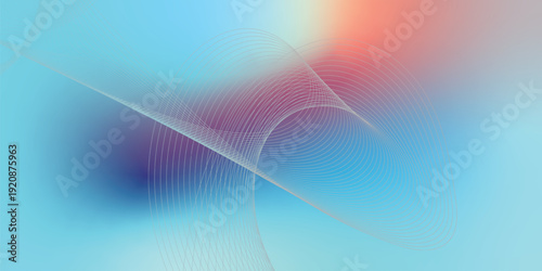 Luminous azure blue and red soft gradient shapes with subtle glow effect on deep dark textured noisy background for wide cover and header layout