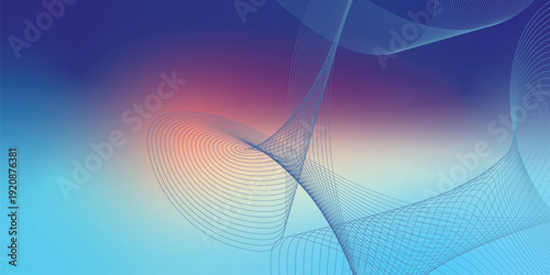 Luminous azure blue and red soft gradient shapes with subtle glow effect on deep dark textured noisy background for wide cover and header layout