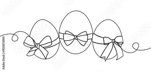 vector illustration of three easter eggs with ribbons