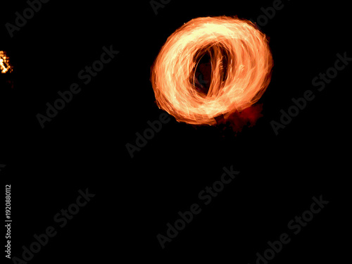 Abstract Fire Ring on Black Background – Long Exposure Light Painting