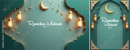 elegant islamic ramadan celebration background, Ramadhan kareem background for banner & social media template	