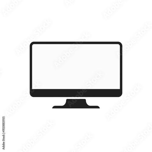 Minimalist black silhouette icon of computer monitor