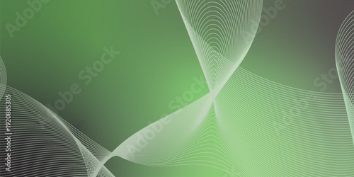 Dark textured grainy background with vibrant MediumSeaGreen and Gray abstract luminous gradient curves flowing smoothly with soft blur for modern header, poster and banner layout