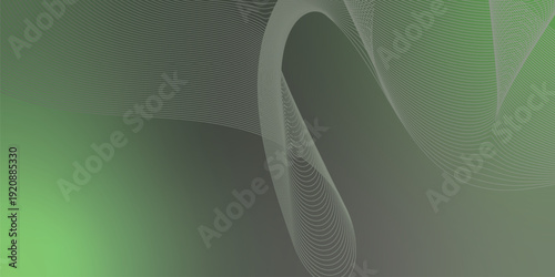 Dark textured grainy background with vibrant MediumSeaGreen and Gray abstract luminous gradient curves flowing smoothly with soft blur for modern header, poster and banner layout