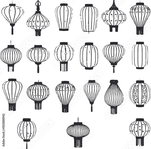 Large collection of assorted vietnamese paper lantern silhouettes for mid autumn festival displays