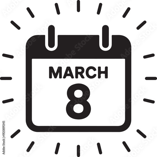 March 8 International Women's Day Calendar Icon