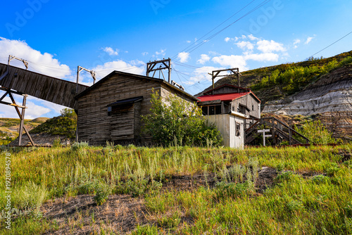 Canvas Print Wooden building in the Atlas Coal Mine, a National Historic Site of Canada locat