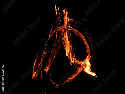 Glowing Fire Circle on Black Background – Long Exposure Light Painting