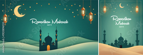 elegant islamic ramadan celebration background, Ramadhan kareem background for banner & social media template	