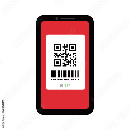 鮮やかなカラーのスマホ決済画面イラスト | QRコード・バーコード・キャッシュレス支払い・モバイルアプリ