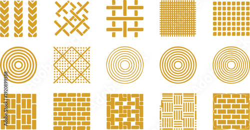  Golden Abstract Texture Icon Set  Swirls, Waves, and Ornamental Patterns