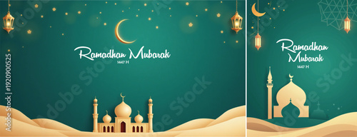 elegant islamic ramadan celebration background, Ramadhan kareem background for banner & social media template	