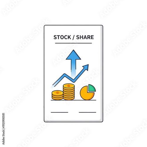Stock market investment growth concept isolated on transparent background.