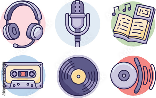 Music and Audio Media Flat Icon Collection
