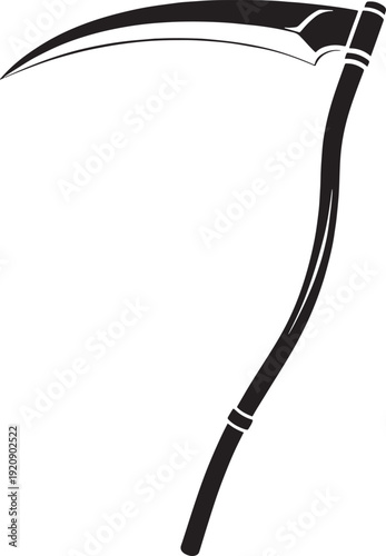 Black and white sketched whisk with a curved handle and a flat blade kitchen tool cooking utensil