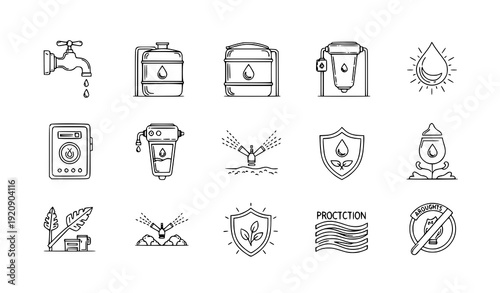 Water Management and Conservation Hand Sketched Icons Vector Sustainable Resource Set