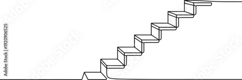 continuous line stairs.minimalist one line drawing of wooden stairs.one line vector illustration with white background