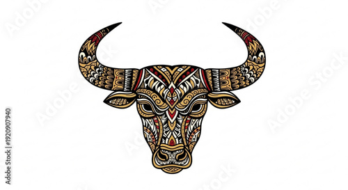 Ornate Tribal Bull Head Illustration