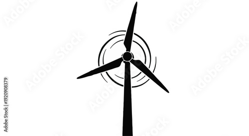 black wind turbine silhouette renewable energy icon