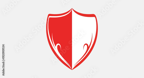 Red and White Shield Icon Symbol 1.