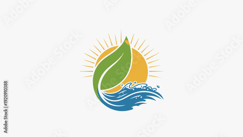 Eco Friendly Green Leaf Water Logo Design.