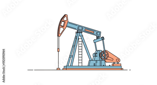 Oil Pumpjack Machine Industrial Equipment Illustration.