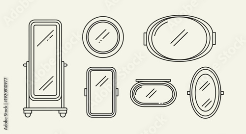 Simple Line Drawings of Various Kitchen Appliances.