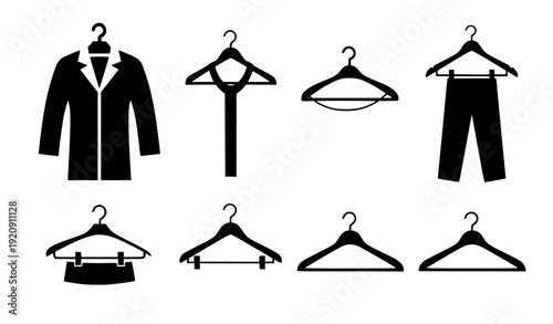 Fashion clothes hanger silhouette collection vector graphic