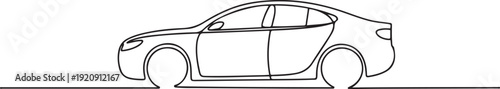 continuous one line drawing of car vector icon. One line Car icon. illustration of a single line drawing