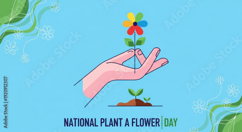Hand holding flower national plant a flower day gardening environmental awareness