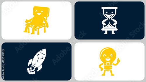 Flat education mascot design for learning apps and digital platforms