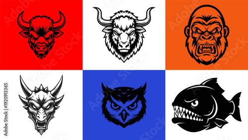 animal mascot logo collection for esports teams with sharp modern vector artwork