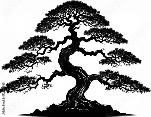statue of bonsai tree